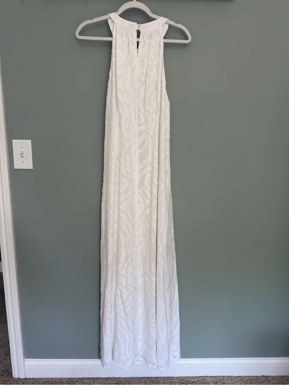 J. McLaughlin Zebra Jacquard Burnout White Halter Sleeveless Maxi Dress - Picture 9 of 16
